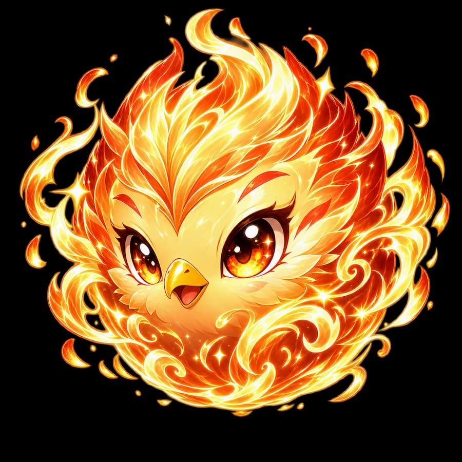 Chicken Spirit Ball - golden fiery egg radiating gentle solar heat